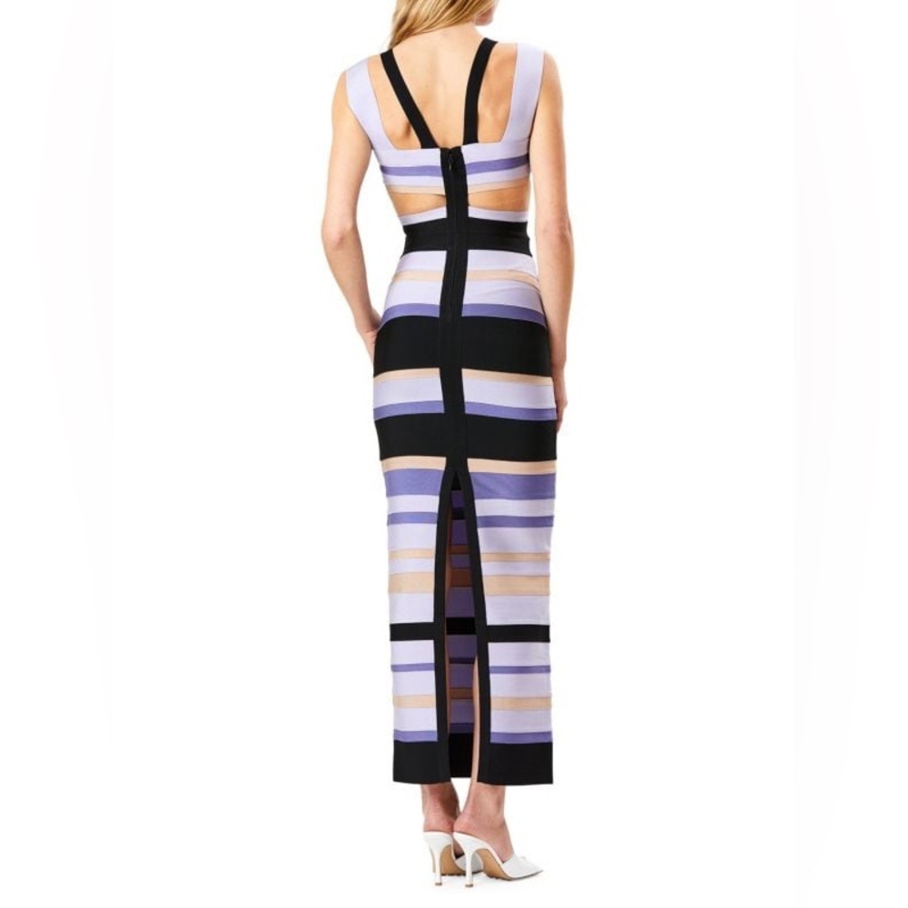 Hervé Léger Striped Cutout Bandage Maxi Dress | NWT | Size M - Picture 2 of 2
